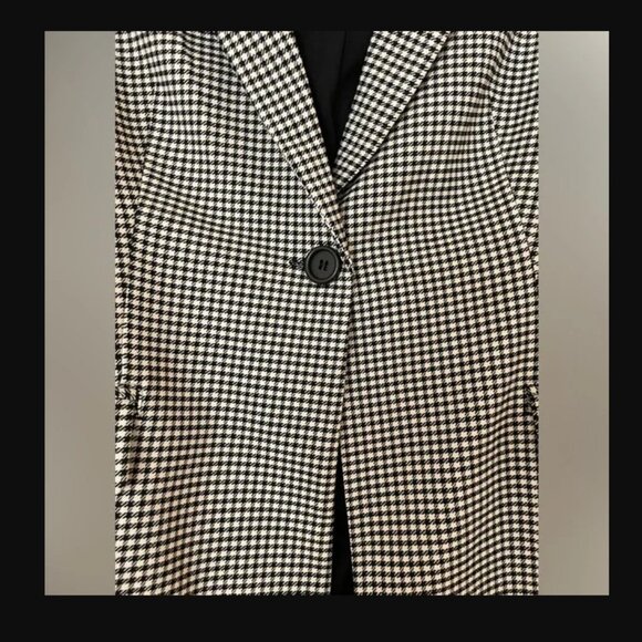 Adrianna Papell Houndstooth One-Button Blazer Jacket Black & White – XL - Picture 3 of 4